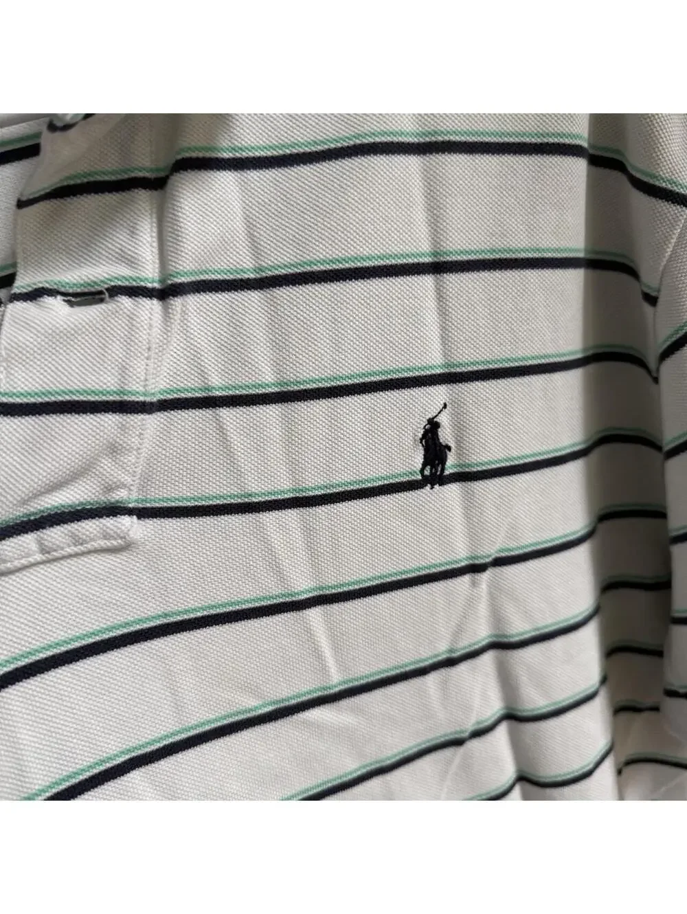 🐎 Polo Ralph Lauren Striped Polo | White & Green Classic Preppy XL